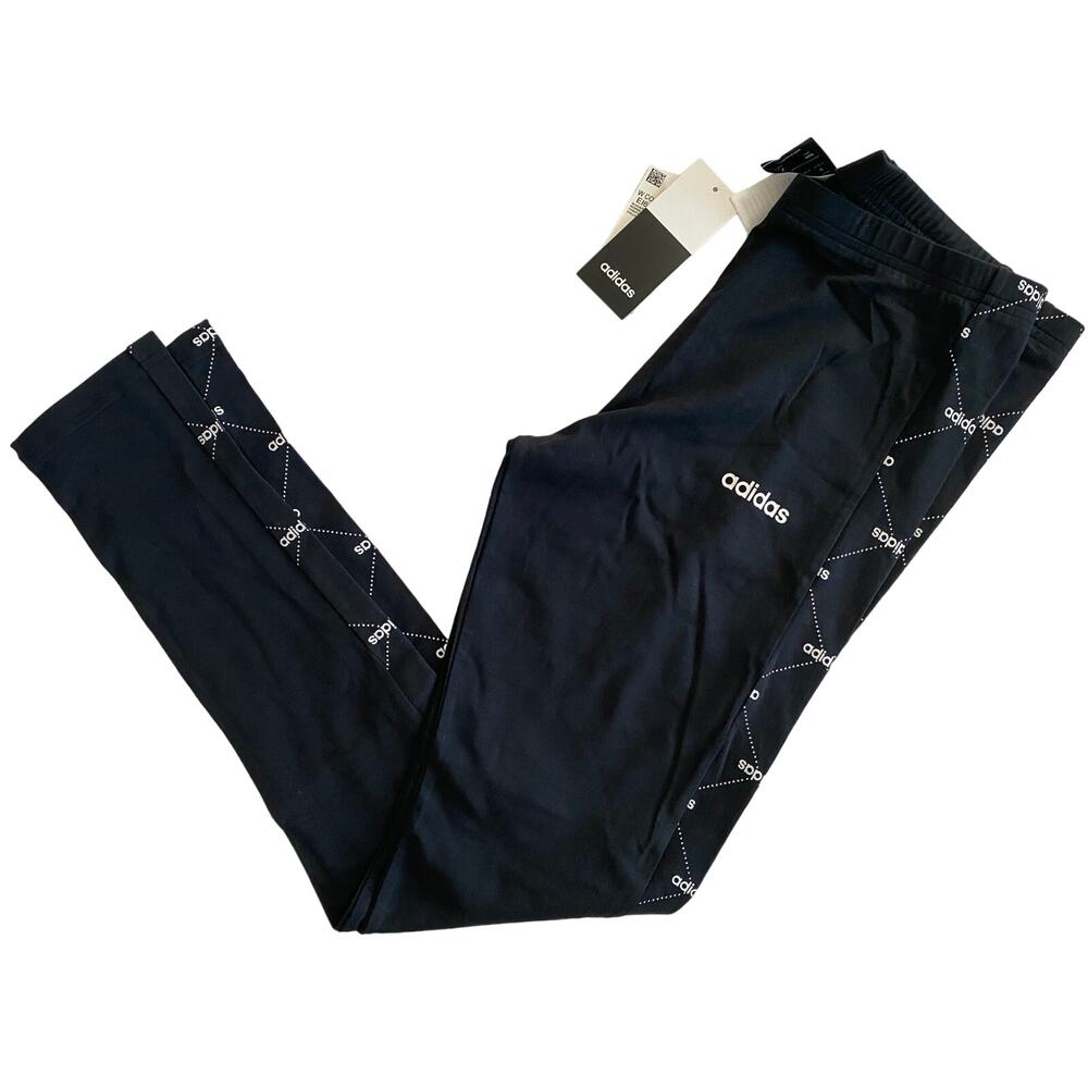 Women’s Adidas Leggings Activewear Track Graphic Pants Size Medium Black White